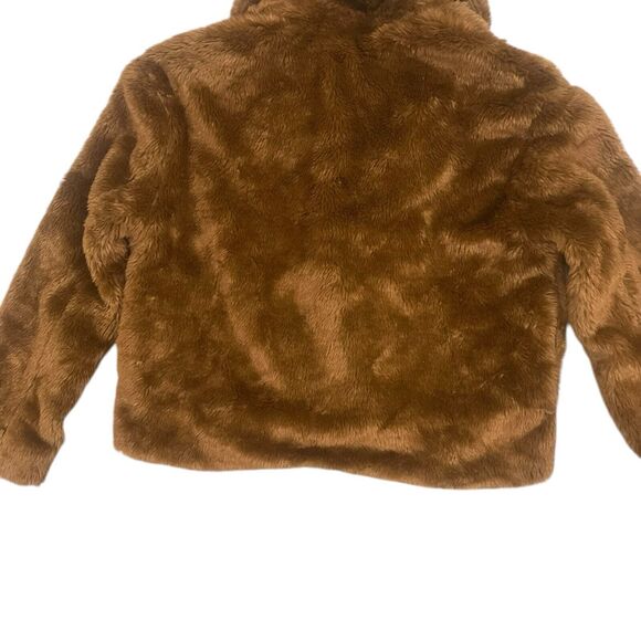 Free People Mena Brown Faux Fur Cropped Teddy Coat Jacket Women’s Size Medium - Picture 9 of 12